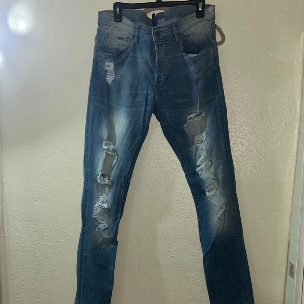 Blue Slim Distressed Jeans